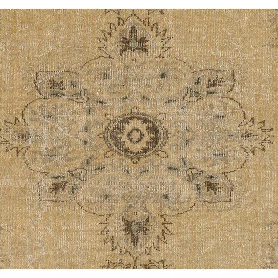 Handmade Vintage Anatolian Oushak Area Rug. Beige, Brown, Gray and Green Color Carpet. 7.7 x 9.8 Ft (233 x 297 cm)