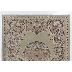Vintage Anatolian Oushak Area Rug, Handmade carpet made in Turkey. 7.7 x 10.5 Ft (234 x 318 cm)