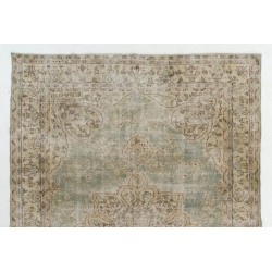 Vintage Anatolian Oushak Area Rug, Handmade carpet made in Turkey. 7.8 x 10.6 Ft (237 x 323 cm)
