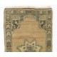 Small Turkish Oushak Rug, Vintage Handmade Doormat (Seat or Cushion Cover). 1.7 x 3.2 Ft (50 x 96 cm)