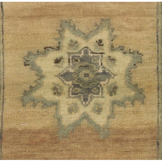 Small Turkish Oushak Rug, Vintage Handmade Doormat (Seat or Cushion Cover). 1.7 x 3.2 Ft (50 x 96 cm)