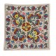 21st Century Hand Embroidered Silk Suzani Cushion Cover from Uzbekistan, Decorative Throw Pillow Cover. 18" x 19" (45 x 46 cm)