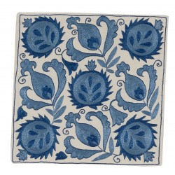 New Traditional Central Asian Silk Hand Embroidered Suzani Cushion Cover. 18" x 19" (45 x 46 cm)