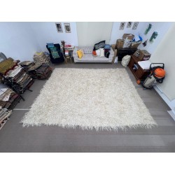 Handmade Mohair Shag Rug 300x400 cm (9.8x13.1 ft) – Natural Undyed Angora Wool, Soft High Pile Tulu Rug, Boho Minimalist Carpet