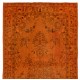 Orange Overdyed Vintage Handmade Turkish Accent Rug, Wool and Cotton Carpet. 3.8 x 7.3 Ft (114 x 220 cm)