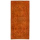 Orange Overdyed Vintage Handmade Turkish Accent Rug, Wool and Cotton Carpet. 3.8 x 7.3 Ft (114 x 220 cm)