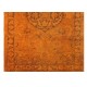 Orange Overdyed Accent Rug, 1960s Hand-Made Central Anatolian Carpet. 3.8 x 5.9 Ft (115 x 177 cm)