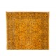 Orange Overdyed Vintage Handmade Turkish Rug, Wool and Cotton Carpet. 3.9 x 6.9 Ft (118 x 210 cm)