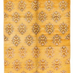 Unique Authentic Vintage Handmade Turkish Area Rug in Yellow Color, Ideal for Home & Office Decor. 4.8 x 9.6 Ft (145 x 292 cm)