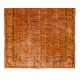 Orange Overdyed Runner Rug, Vintage Handmade Central Anatolian Hallway Carpet. 4.8 x 12.7 Ft (145 x 387 cm)
