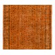 Orange Overdyed Runner Rug, Vintage Handmade Central Anatolian Hallway Carpet. 4.8 x 12.7 Ft (145 x 387 cm)