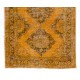 Orange Overdyed Runner Rug, Vintage Handmade Central Anatolian Hallway Carpet. 5 x 12.8 Ft (150 x 388 cm)