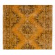 Orange Overdyed Runner Rug, Vintage Handmade Central Anatolian Hallway Carpet. 5 x 12.8 Ft (150 x 388 cm)
