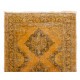 Orange Overdyed Runner Rug, Vintage Handmade Central Anatolian Hallway Carpet. 5 x 12.8 Ft (150 x 388 cm)