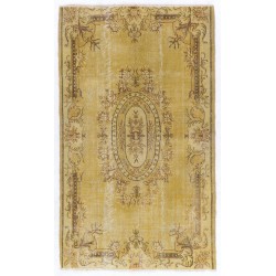 Yellow Overdyed Vintage Handmade Turkish Area Rug, Ideal for Modern Office & Home. 5.2 x 8.9 Ft (158 x 270 cm)