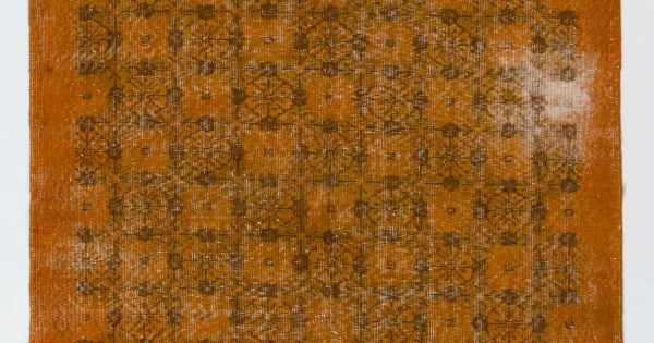 Orange Overdyed Vintage Handmade Turkish Area Rug with Floral Design. 5 ...