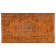 Orange Overdyed Vintage Handmade Turkish Area Rug, Great 4 Modern Interiors. 5.4 x 8.7 Ft (162 x 265 cm)