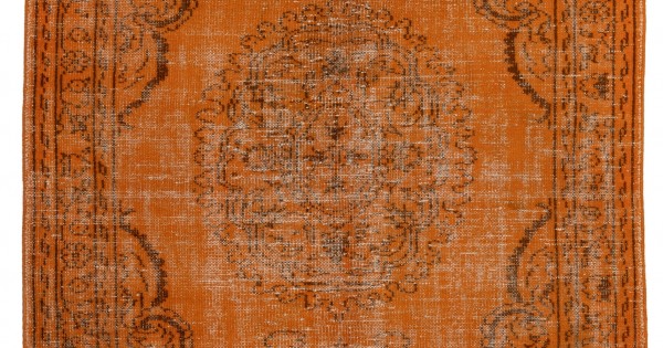 Orange Overdyed Vintage Handmade Turkish Area Rug, Great 4 Modern ...