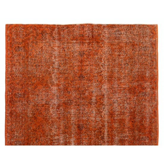 Distressed Orange Overdyed Vintage Handmade Turkish Area Rug, Great 4 Modern Interiors. 5.5 x 8.5 Ft (167 x 258 cm)