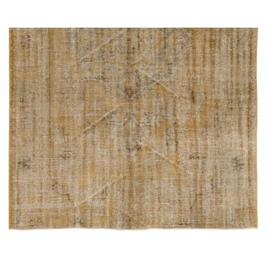 Yellow Overdyed Vintage Handmade Turkish Area Rug, Ideal for Modern Office & Home. 5.6 x 8.9 Ft (168 x 270 cm)
