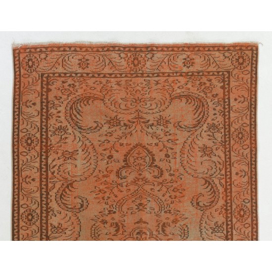 Orange Overdyed Rug, Vintage Handmade Central Anatolian Carpet. 5.6 x 8.9 Ft (170 x 270 cm)