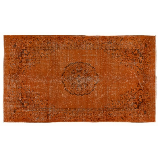 Orange Overdyed Vintage Handmade Turkish Area Rug, Great 4 Modern Interiors. 5.6 x 9.3 Ft (170 x 281 cm)