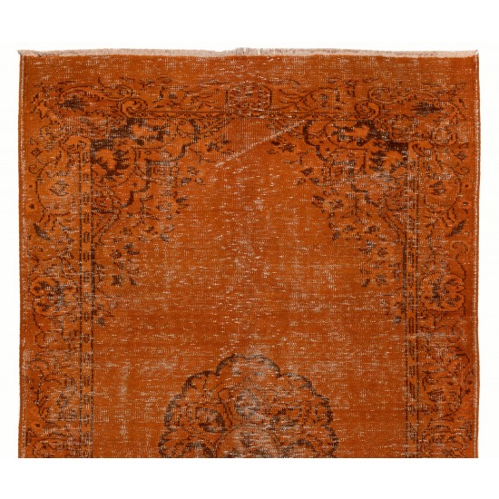Orange Overdyed Vintage Handmade Turkish Area Rug, Great 4 Modern Interiors. 5.6 x 9.3 Ft (170 x 281 cm)