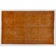 Orange Overdyed Vintage Handmade Turkish Area Rug with Floral Design. 5.8 x 9 Ft (175 x 276 cm)