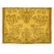 Yellow Overdyed Vintage Handmade Turkish Area Rug, Ideal for Modern Office & Home. 5.9 x 8.7 Ft (177 x 265 cm)