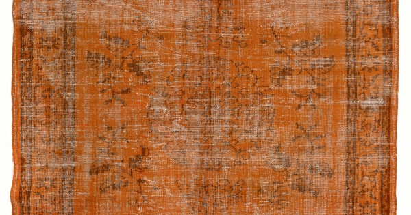 Distressed Orange Overdyed Vintage Handmade Turkish Area Rug, Great 4 ...