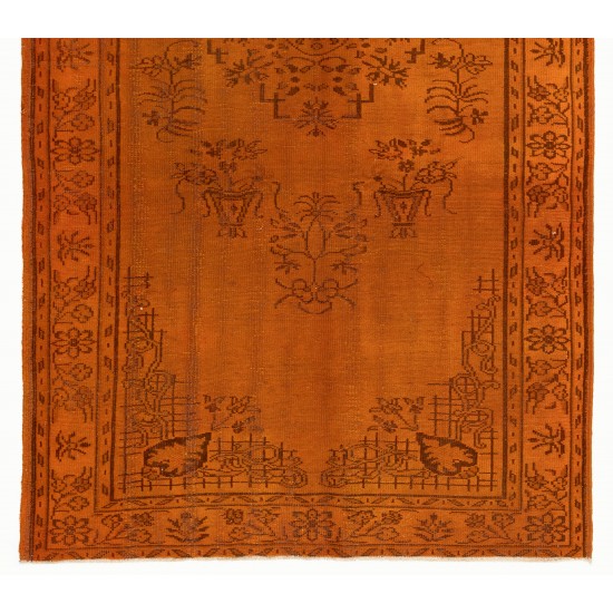 Unique Orange Overdyed Vintage Handmade Turkish Area Rug, Great 4 Modern Interiors. 6 x 10.3 Ft (184 x 313 cm)