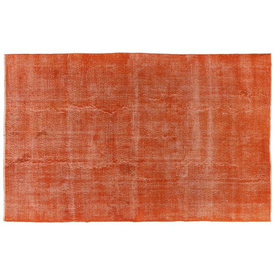 Unique Orange Overdyed Vintage Handmade Turkish Area Rug, Great 4 Modern Interiors. 6.3 x 9.6 Ft (190 x 290 cm)