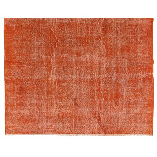 Unique Orange Overdyed Vintage Handmade Turkish Area Rug, Great 4 Modern Interiors. 6.3 x 9.6 Ft (190 x 290 cm)