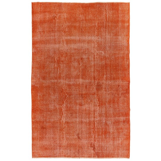 Unique Orange Overdyed Vintage Handmade Turkish Area Rug, Great 4 Modern Interiors. 6.3 x 9.6 Ft (190 x 290 cm)