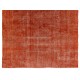 Unique Orange Overdyed Vintage Handmade Turkish Area Rug, Great 4 Modern Interiors. 6.7 x 9.8 Ft (202 x 297 cm)
