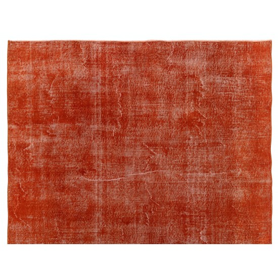 Unique Orange Overdyed Vintage Handmade Turkish Area Rug, Great 4 Modern Interiors. 6.7 x 9.8 Ft (202 x 297 cm)