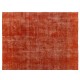 Unique Orange Overdyed Vintage Handmade Turkish Area Rug, Great 4 Modern Interiors. 6.7 x 9.8 Ft (202 x 297 cm)