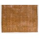 Orange Overdyed Vintage Handmade Turkish Area Rug with Floral Design. 6.7 x 10.2 Ft (204 x 310 cm)