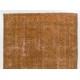 Orange Overdyed Vintage Handmade Turkish Area Rug with Floral Design. 6.7 x 10.2 Ft (204 x 310 cm)