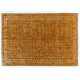 Orange Overdyed Vintage Handmade Turkish Area Rug with Floral Design. 6.8 x 9.7 Ft (205 x 295 cm)