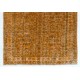 Orange Overdyed Vintage Handmade Turkish Area Rug with Floral Design. 6.8 x 9.7 Ft (205 x 295 cm)