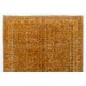 Orange Overdyed Vintage Handmade Turkish Area Rug with Floral Design. 6.8 x 9.7 Ft (205 x 295 cm)