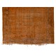 Orange Overdyed Vintage Handmade Turkish Rug, Wool and Cotton Carpet. 7.3 x 10.5 Ft (220 x 320 cm)